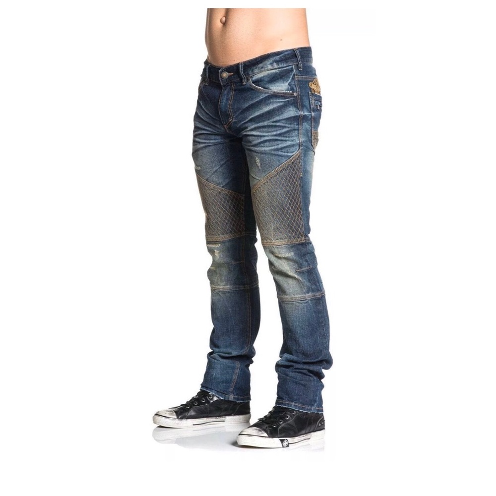 AFFLICTION Men Denim Jeans GAGE GRID MALI Embroide - Picture 6 of 9